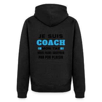 Humour entraîneur cadeau sportif Je suis coach - Veste à capuche bio Premium Unisexe - noir - Dos - Nico (187cm)