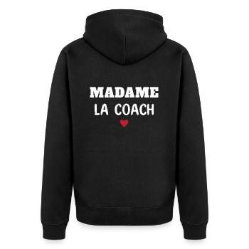 Femme Humour Coach Sportif madame la Coach - Veste à capuche bio Premium Unisexe - noir - Dos - Nico (187cm)