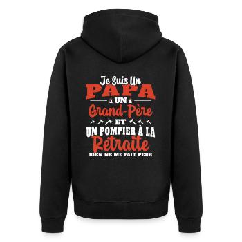 Cadeau de retraite drôle pour grand père pompier - Veste à capuche bio Premium Unisexe - noir - Dos - Nico (187cm)
