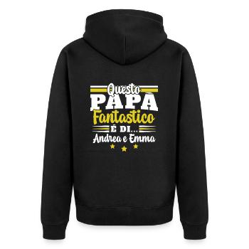 Ce papy génial appartient à Andrea et emma - Veste à capuche bio Premium Unisexe - noir - Dos - Nico (187cm)