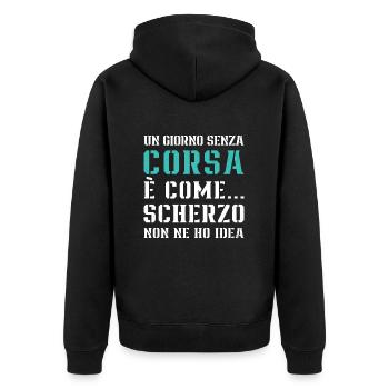 Une journée sans courir entraînement sportif - Veste à capuche bio Premium Unisexe - noir - Dos - Nico (187cm)
