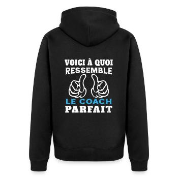 Coach parfait - Humour Cadeau pour coach sportif - Veste à capuche bio Premium Unisexe - noir - Dos - Nico (187cm)