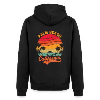 Palm beach California Surfing Paradise - Unisex Premium Organic Zip Hoodie - black - Back - Nico (187cm)