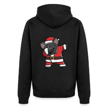 Dabbing French Bulldog Funny Santa Hat - Veste à capuche bio Premium Unisexe - noir - Dos - Nico (187cm)