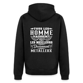 Les Meilleurs Deviennent Métalleux cadeau humour - Veste à capuche bio Premium Unisexe - noir - Dos - Nico (187cm)