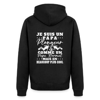 Papa Plongeur Cadeau Humour Fête des Pères Plongée - Veste à capuche bio Premium Unisexe - noir - Dos - Nico (187cm)