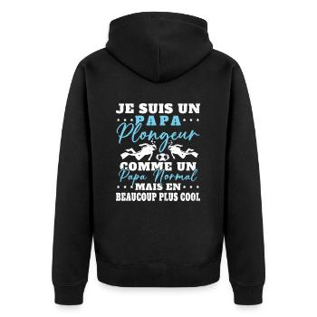 Papa Plongeur Cadeau Humour Fête des Pères Plongée - Veste à capuche bio Premium Unisexe - noir - Dos - Nico (187cm)