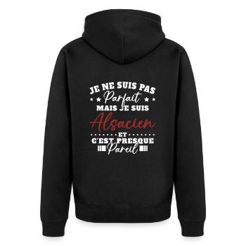Pas Parfait mais Alsacien Cadeau Humour Alsace - Veste à capuche bio Premium Unisexe - noir - Dos - Nico (187cm)