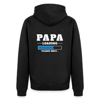 Papa wird geladen Bitte warten - Unisex Premium Bio Zip Hoodie - Schwarz - Hinten - Nico (187cm)