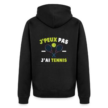 J'Peux Pas J'Ai Tennis Sport Cadeau Humoristique - Veste à capuche bio Premium Unisexe - noir - Dos - Nico (187cm)