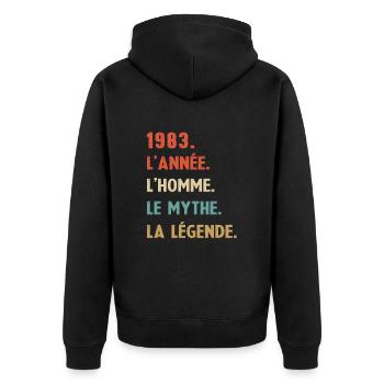 1983 Anniversaire Né en 1983 Homme Mythe Légende - Veste à capuche bio Premium Unisexe - noir - Dos - Nico (187cm)