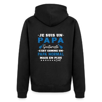 Papa guitariste comme un papa normal plus cool - Veste à capuche bio Premium Unisexe - noir - Dos - Nico (187cm)