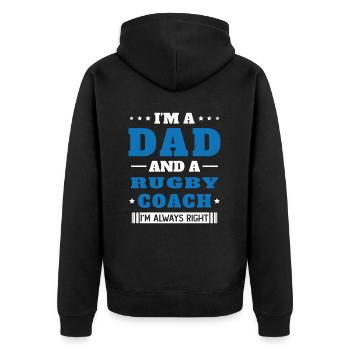 Dad and a Rugby Coach Gift Humor - Unisex Premium Organic Zip Hoodie - black - Back - Nico (187cm)