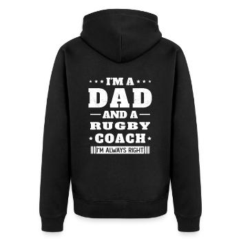 Dad and a Rugby Coach Gift Humor - Unisex Premium Organic Zip Hoodie - black - Back - Nico (187cm)