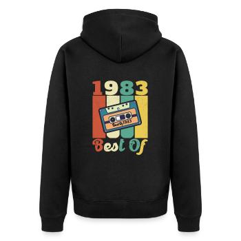 1983 Cadeau D’anniversaire Vintage Original 1983 - Veste à capuche bio Premium Unisexe - noir - Dos - Nico (187cm)