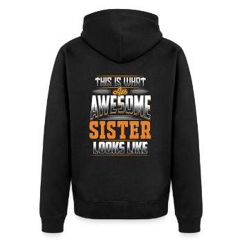 Voici à quoi ressemble une sœur géniale - Veste à capuche bio Premium Unisexe - noir - Dos - Nico (187cm)