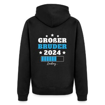 Großer Bruder 2024 Geschenkidee - Unisex Premium Bio Zip Hoodie - Schwarz - Hinten - Nico (187cm)