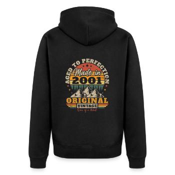 Original 2001 Vintage Anniversaire Humour - Veste à capuche bio Premium Unisexe - noir - Dos - Nico (187cm)