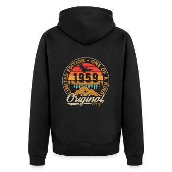 Vintage Retro 1959 Jubiläumsgeschenk 1959 - Unisex Premium Bio Zip Hoodie - Schwarz - Hinten - Nico (187cm)