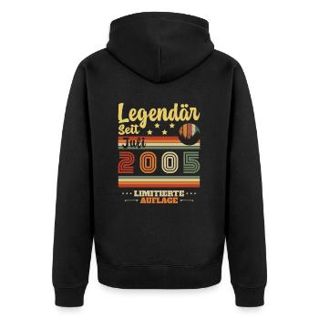 Vintage Geburtstagsgeschenk geboren im Juli 2005 - Unisex Premium Bio Zip Hoodie - Schwarz - Hinten - Nico (187cm)
