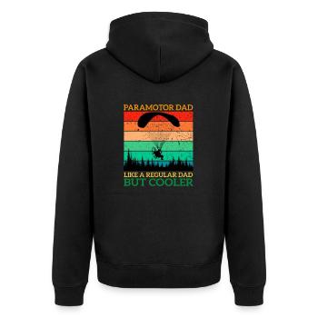 Paramotor Papa Paramotor Pilot Gleitschirm Liebhaber - Unisex Premium Bio Zip Hoodie - Schwarz - Hinten - Nico (187cm)