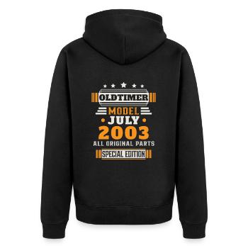 Oldtimer Juli 2003 Geburtstag Geschenk - Unisex Premium Bio Zip Hoodie - Schwarz - Hinten - Nico (187cm)