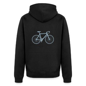 Rennrad Profil Overlift Fahrrad - Unisex Premium Bio Zip Hoodie - Schwarz - Hinten - Nico (187cm)