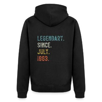 60 Geburtstag 60 Jahre Legendär seit Juli 1963 - Unisex Premium Bio Zip Hoodie - Schwarz - Hinten - Nico (187cm)