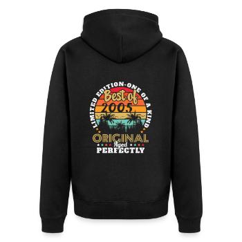 Vintage 2005 Vintage 2005 Birthday Present - Unisex Premium Organic Zip Hoodie - black - Back - Nico (187cm)