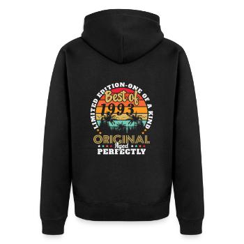 Born 1993 Birthday present 1993 - Unisex Premium Organic Zip Hoodie - black - Back - Nico (187cm)