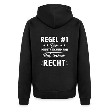 Industriekaufmann Funny Geschenke hat immer Recht - Unisex Premium Bio Zip Hoodie - Schwarz - Hinten - Nico (187cm)