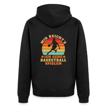 Mir Reicht's ich gehe Basketball Spielen - Unisex Premium Bio Zip Hoodie - Schwarz - Hinten - Nico (187cm)