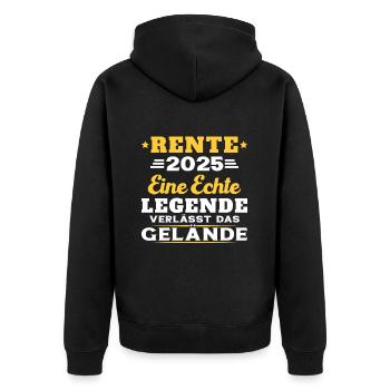 Humor Geschenk Rentner 2025, Rentner Im Jahr 2025 - Unisex Premium Bio Zip Hoodie - Schwarz - Hinten - Nico (187cm)