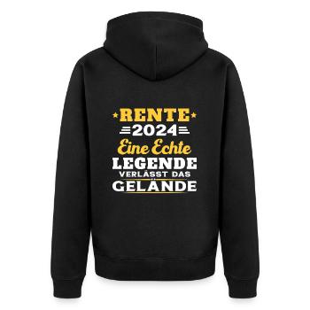 Humor Geschenk Rentner 2024, Rentner Im Jahr 2024 - Unisex Premium Bio Zip Hoodie - Schwarz - Hinten - Nico (187cm)
