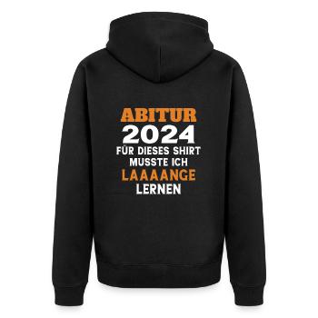 Abitur 2024 Abiturientin Geschenk Abiturient - Unisex Premium Bio Zip Hoodie - Schwarz - Hinten - Nico (187cm)