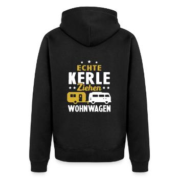 echte kerle ziehen wohnwagen - Unisex Premium Bio Zip Hoodie - Schwarz - Hinten - Nico (187cm)