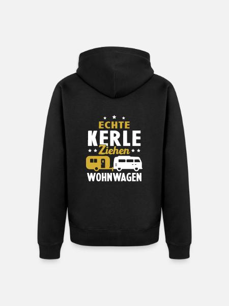 echte kerle ziehen wohnwagen - Unisex Premium Bio Zip Hoodie - Schwarz