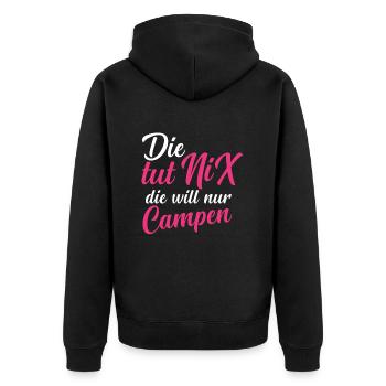 Die Will Nur Campen - Camper & Camping Wohnmobil - Unisex Premium Bio Zip Hoodie - Schwarz - Hinten - Nico (187cm)