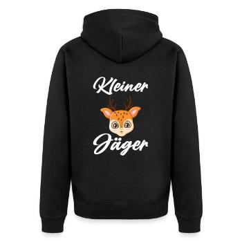 Kleiner Jäger Nachwuchsjäger Jagd Papa Jäger Baby - Unisex Premium Bio Zip Hoodie - Schwarz - Hinten - Nico (187cm)