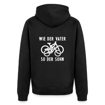 Wie der Vater so der Sohn - Mountainbike Fahrrad - Unisex Premium Bio Zip Hoodie - Schwarz - Hinten - Nico (187cm)