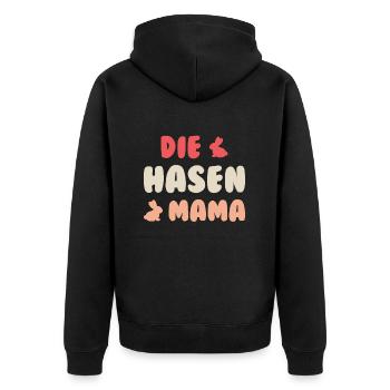 Die Hasen Mama Hase Kaninchen Mutter Haustier - Unisex Premium Bio Zip Hoodie - Schwarz - Hinten - Nico (187cm)