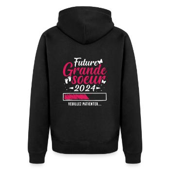 Future Grande Soeur 2024 Humour Cadeau - Veste à capuche bio Premium Unisexe - noir - Dos - Nico (187cm)
