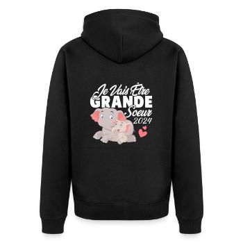 Je Vais Être Grande Sœur 2024 Annonce Grossesse - Veste à capuche bio Premium Unisexe - noir - Dos - Nico (187cm)