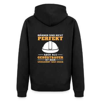 Gerüstbau Baustelle Handwerker Gerüstbauer - Unisex Premium Bio Zip Hoodie - Schwarz - Hinten - Nico (187cm)