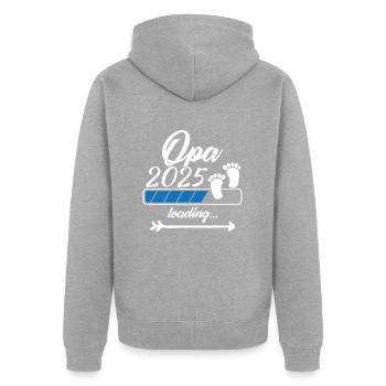 Opa 2025 Loading - Unisex Premium Bio Zip Hoodie - Grau meliert - Hinten - Nico (187cm)