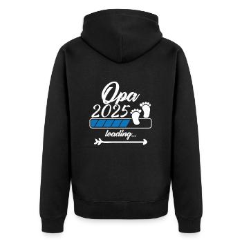Opa 2025 Loading - Unisex Premium Bio Zip Hoodie - Schwarz - Hinten - Nico (187cm)