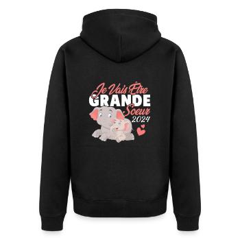 Je Vais Être Grande Sœur 2024, Annonce Grossesse - Veste à capuche bio Premium Unisexe - noir - Dos - Nico (187cm)