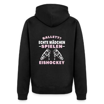 Eishockey Eishockey Sprüche Geschenk - Unisex Premium Bio Zip Hoodie - Schwarz - Hinten - Nico (187cm)