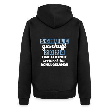 Abschlussabschluss Realschule Grundschule 2024 - Unisex Premium Bio Zip Hoodie - Schwarz - Hinten - Nico (187cm)