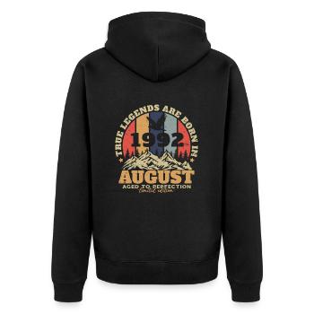 August 1992 Vintage Birthday Retro - Unisex Premium Organic Zip Hoodie - black - Back - Nico (187cm)